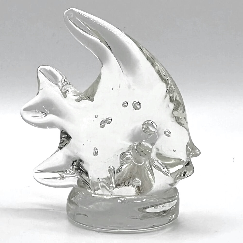 Clear Glass Tropical Angel Fish Paperweight